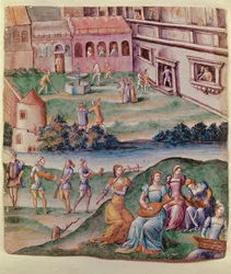 シャトーの中庭でのコンサート（エナメル）